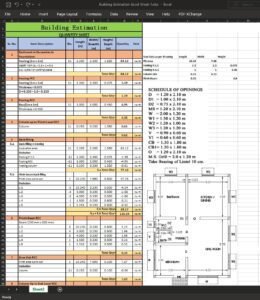 Building Estimation Quantity Excel Sheet