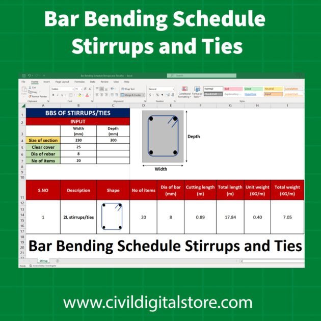 Bar Bending Schedule Stirrups and Ties