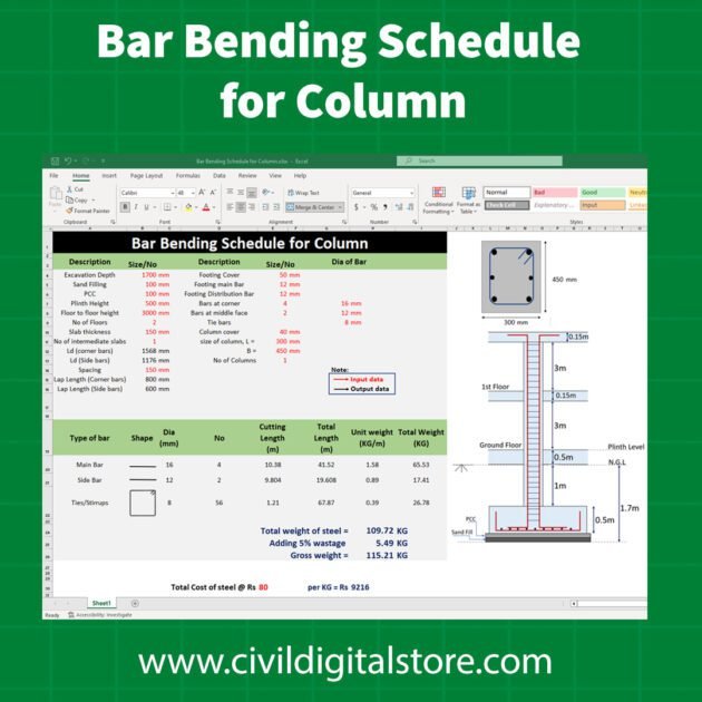 Bar Bending Schedule for Column