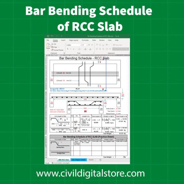 Bar Bending Schedule of RCC Slab