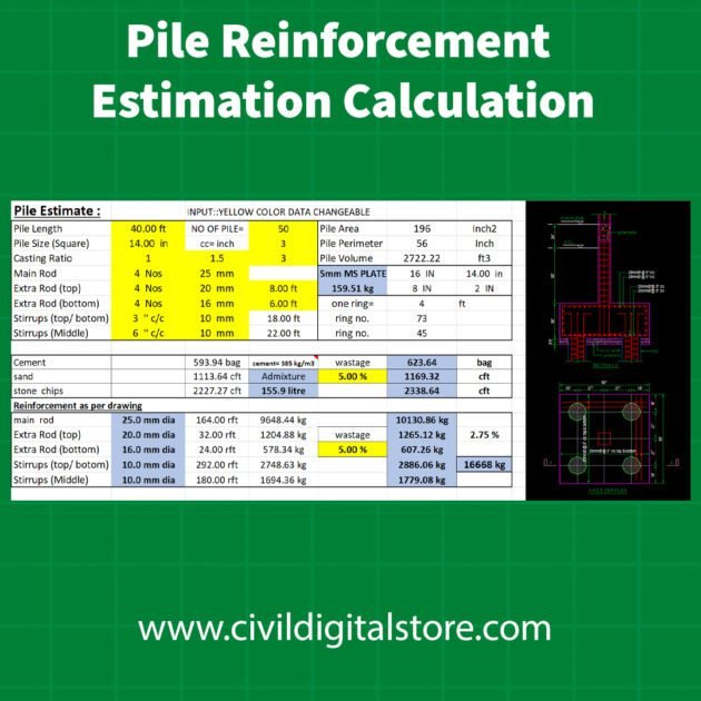 Pile Reinforcement Estimation Calculation