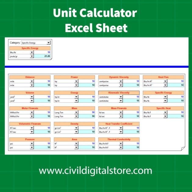 Unit Calculator Excel Sheets